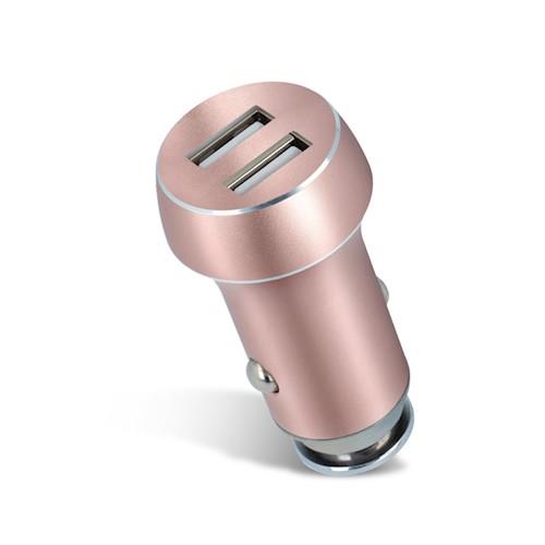 CARICA BATTERIE AUTO 12/24v 3.1A 2USB 1A + 2.1A ROSA SILVER