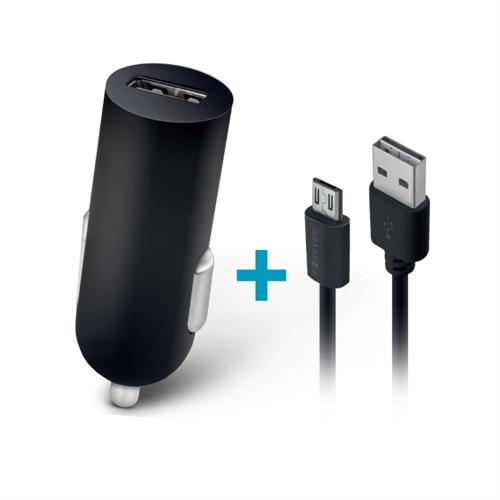CVA AUTO USB 12/24V + CAVO DATI IPHONE 1.2MT 2A 5V NERO