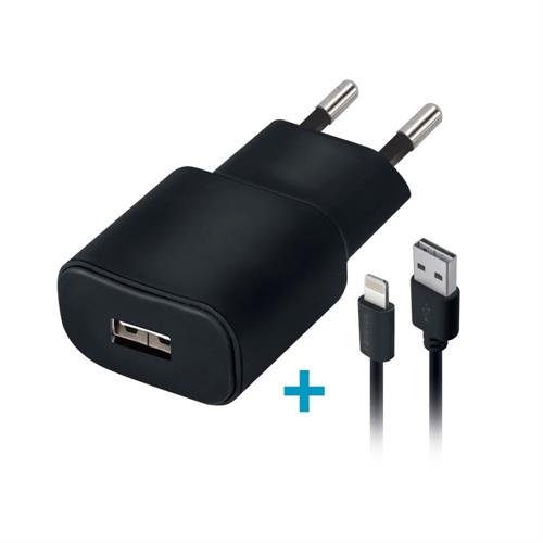 TRAVEL CHARG USB + CAVO DATI IPHONE 1.2 MT 220v 1A 5V NERO