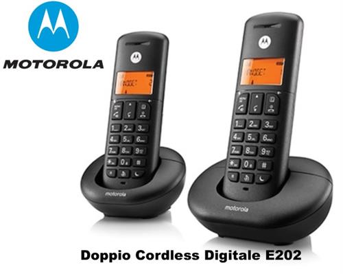 TELEFONO CORDLESS DOPPIO MOTOROLA E202 NERO