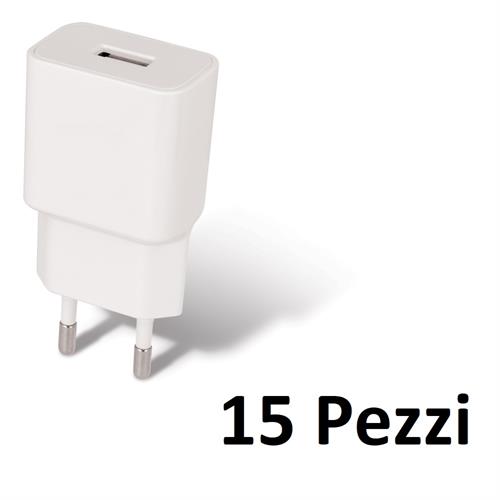 15X CARICATORE USB 2A FAST 220V BIANCO