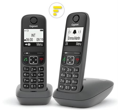 GIGASET AS490 DUO NERO VIVAVOCE 100 MEMORIA RUBRICA
