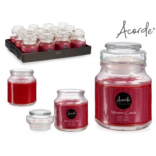 CANDELA PROFUMATA IN VASO DI VETRO CON COPERCH MELA CANNELLA