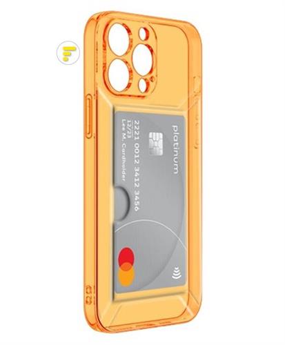 IPHONE 14 CUSTODIA BACK COVER TPU SCOMPARTO CARTA ARANCIONE