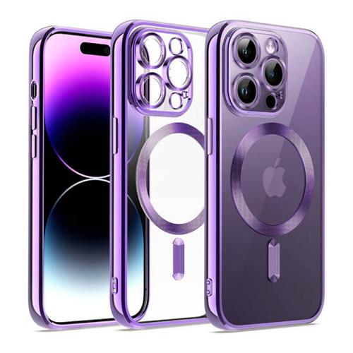 COLL MAG SAFE TPU BACK RIGIDO IPHONE 15 PRO MAX VIOLA/TRASPA
