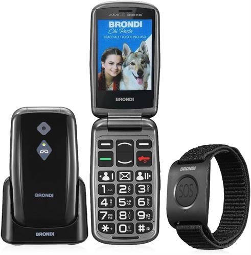 BRONDI TEL. CELLULARE AMICO SICURO PLUS + BRACCIALETTO NERO