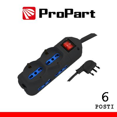 ProPart MULTIPRESA 6POS BIPASSO + BIP/SHUKO 15A+INTERRUT NER